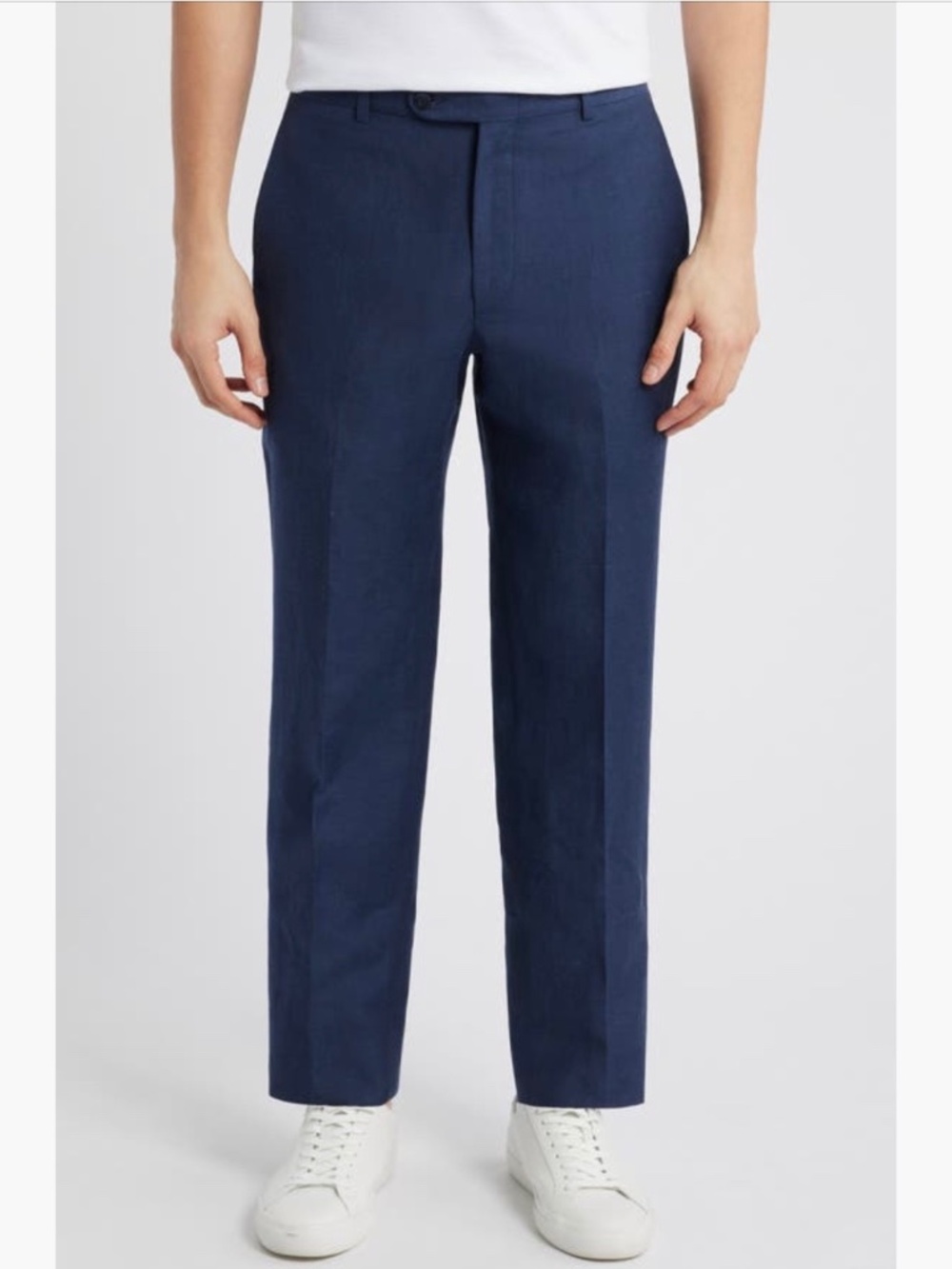 Peter Millar Harker Navy Flat Front Wool & Linen Dress Pants Navy SZ 36